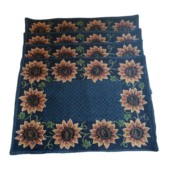 Windham Home Set Of 4 Sunflower Tapestry Placemats - Picture 7 of 7